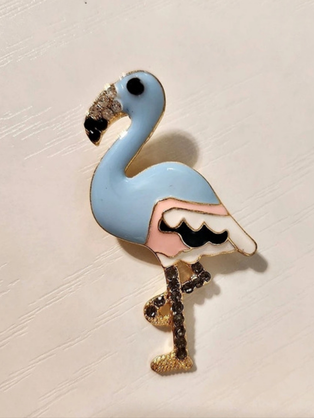 Flamingo Brooch in Blue & Pink Enamel New Without Tags